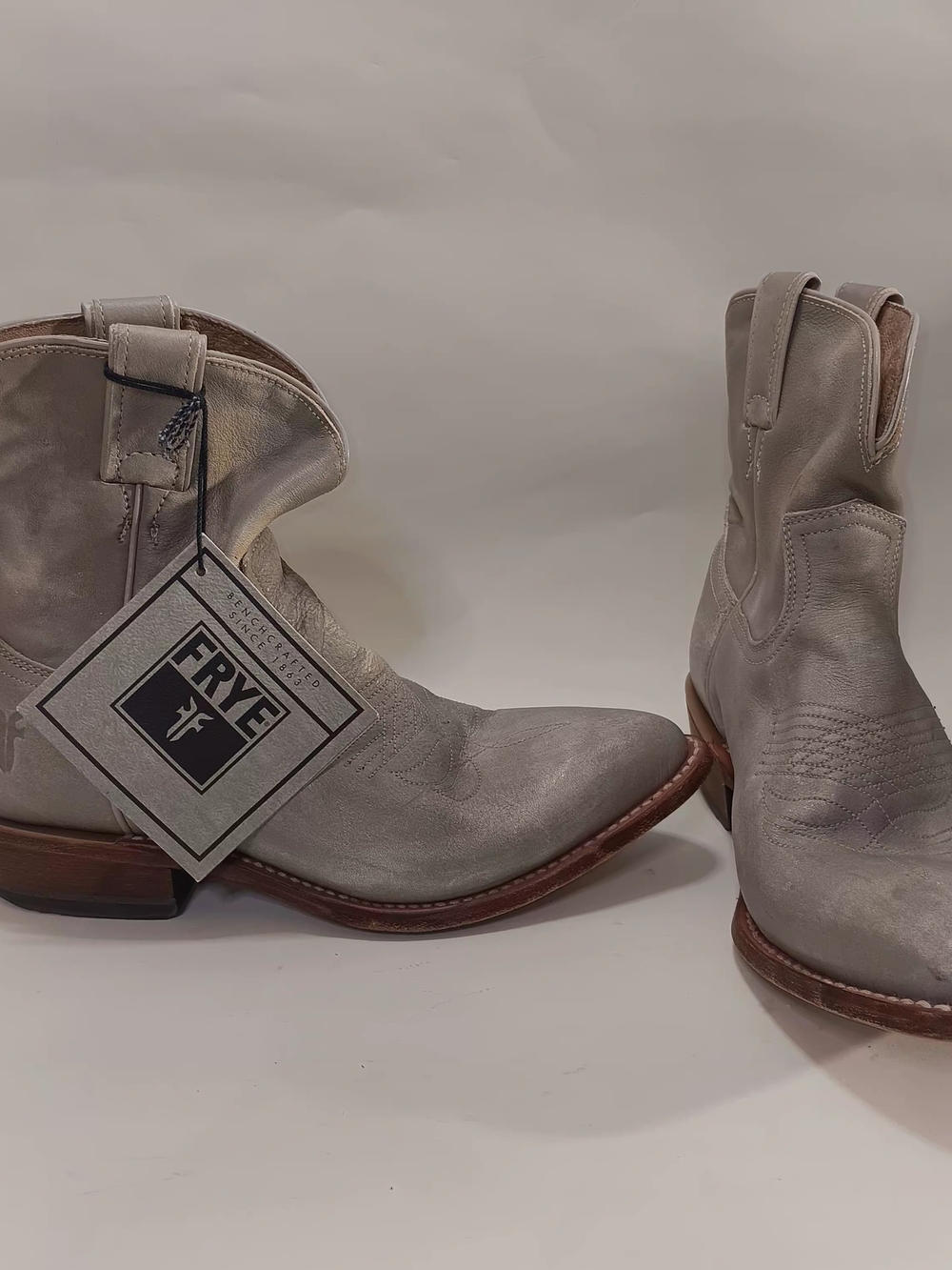 FRYE Taupe Leather Western Boots